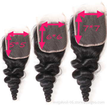 Wholesale Factory Price Cuticle Aligned Raw Virgin Hair Pre Plucked 5X5 6X6 7X7 Lace Closure
